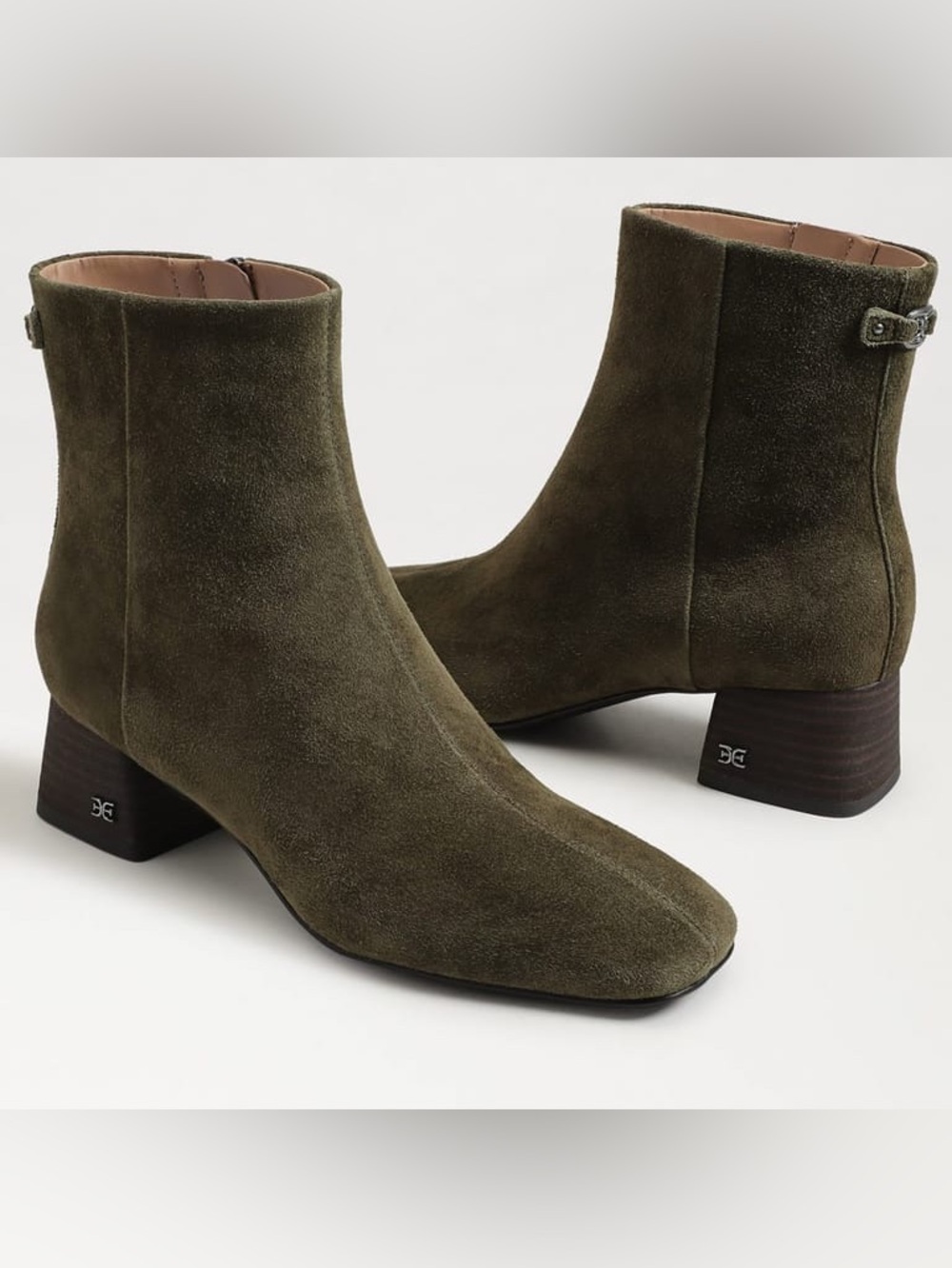 SAM EDELMAN PAIGE ANKLE BOOTS IN OLIVE SUEDE 8 W WIDE
